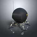 Black Sphere Robot With Spider Like Legs And Antenna Mechanical Design 3d model