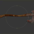 Rustic Wooden Handle Axe With Red Stained Blade As Traditional Weapon