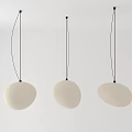 Three White Irregular Shaped Matte Pendant Lights Hanging in Modern Setting 3d model