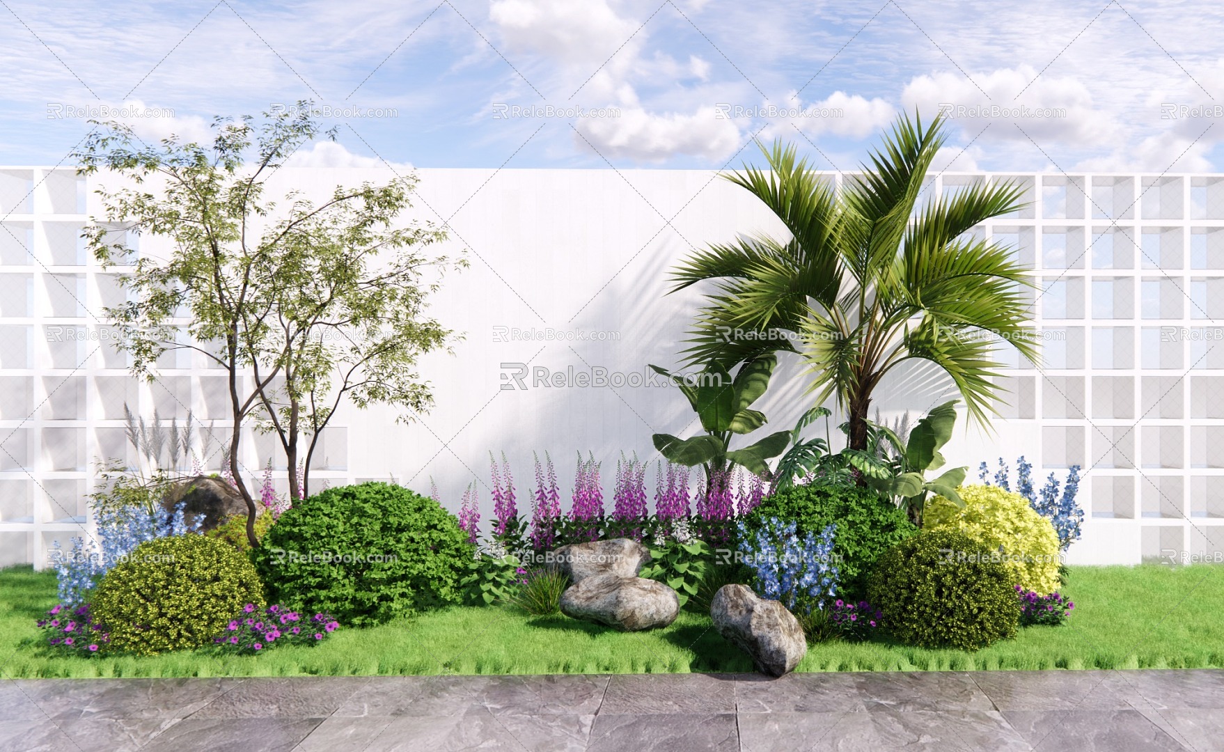 Modern Plant Plant Flower Border Green Plant Group Arbor Shrub Ball Flower Combination model