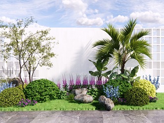 Modern Plant Flower Border Green Plant Group Arbor Shrub Ball Flower Combination 3d model