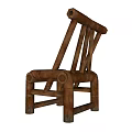 Wooden Leisure Chair Featuring Striped Backrest And Natural Simple Sturdy Design
