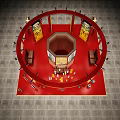 Traditional Chinese Red Architectural Structure With Horse Statues And Interior Screen Table 3d model