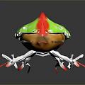 3D Rendered Vibrant Beetle With Green Red Orange Shiny Shell And Transparent Crystal Legs