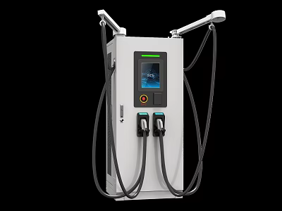 Modern Industrial Electric Vehicle Charging Station With LCD Display Screen And Dual Charging Ports 3d model