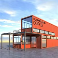 Red Container Converted Detached Villa With Coffee Shop Balcony And Large Windows