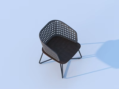 Modern Black Leisure Chair With Perforated Backrest And Metal Legs Design 3d model