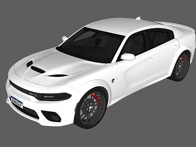 White Sporty Sedan With Black Wheels Red Brake Calipers And Aerodynamic Design 3d model