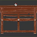 Red Wooden Desk With Matching Bench And Small Red Ball On Top