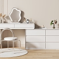 Modern Simple Cream Style Dressing Table Combination Bedroom Household Cabinet 3d model