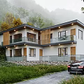Modern Two Story Detached Villa With Mountain View Greenery And Glass Railings