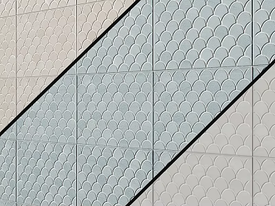 Scallop Patterned Architectural Components With Textured Surface And Light Blue Beige Tones 3d model