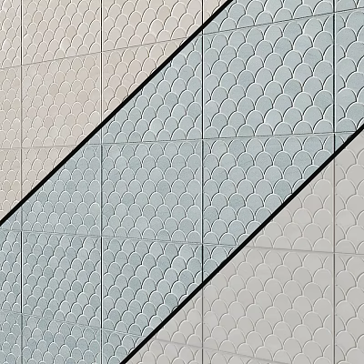 Scallop Patterned Architectural Components With Textured Surface And Light Blue Beige Tones 3d model