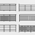 Railings With Various Stylish Designs Featuring Horizontal Vertical And Decorative Bars 3d model