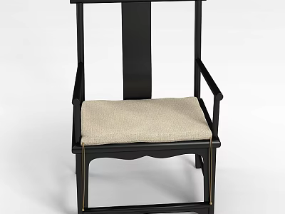Stylish Black Frame Armchair With Beige Cushion For Modern Living Space 3d model