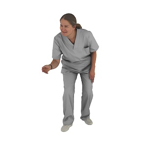 Bending foreign woman in nurse's uniform, nursing staff, scientific research staff, medical staff 3d model