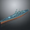 Detailed Battleship Model As Historical Water Transport With Turrets And Upper Structures