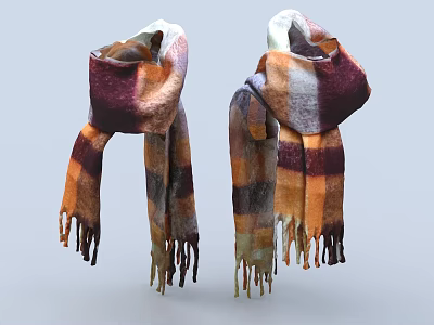 Fashionable Clothes Plaid Pattern Scarves With Colorful Design And Tassels 3d model