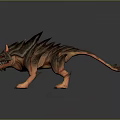 Fierce Mythical Creature With Spiked Back Red Eyes And Sharp Claws 3d model