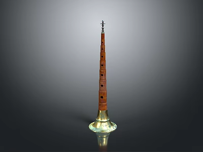 Brown Tower Shaped Candle Holder With Golden Base For Home Decor 3d model