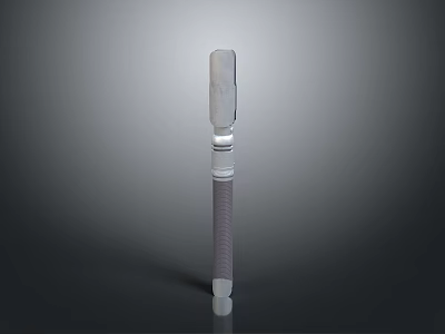 Long Shaft Metal Weapon With White And Gray Segmented Design Elements 3d model
