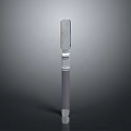Long Shaft Metal Weapon With White And Gray Segmented Design Elements