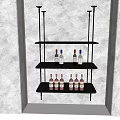 Black Wall Mounted Multi Tier Shelf With Wine Bottles In Modern Home Interior