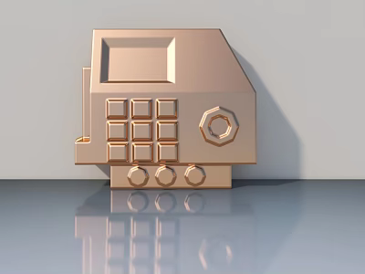 Golden Hinged Door Design With Geometric Decorations Squares Hexagon And Circular Base 3d model