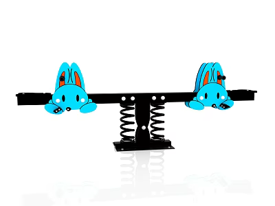 Children's Playground Equipment Blue Rabbit Shaped Seesaw With Spring Base For Kids 3d model