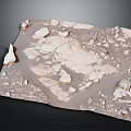 Weathered Surface With Cracked Texture And Scattered Chunks On Dark Background