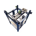 Multiple Views of Industrial Mechanical Frame with Metal Components and Parts