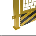 Yellow Grid Road Safety Barrier With Black And Yellow Striped Base