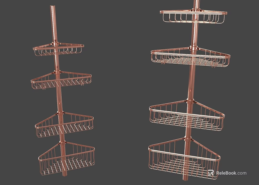 Metal Wire Corner Storage Shelves With Multiple Tiers For Bathroom Kitchen 3d model 