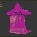 Traditional Asian Architecture Structure With Ornate Roof Ornaments Wooden Door And Weathered Stone Base