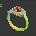 Gold Ring With Blue Gemstone And White Stones For Daily Accessories