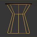 Modern Circular Dining Table With Red Top And Yellow Metal Geometric Legs