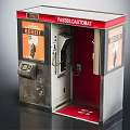 Vintage Passbildautomat Booth With Red Top Silver Exterior Orange BEREIT Sign And Telephone