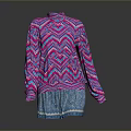 Colorful Zigzag Pattern Turtleneck Sweater With Pink Purple Blue And Denim Shorts