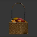 Assorted Fresh Fruits in Handwoven Wicker Basket with Colorful Varieties