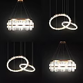Modern Crystal Chandeliers With Circular Rings And Elegant Lighting Design 3d model