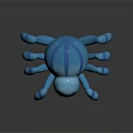 Blue Striped Spider Plush Toy With Round Body And Eight Legs