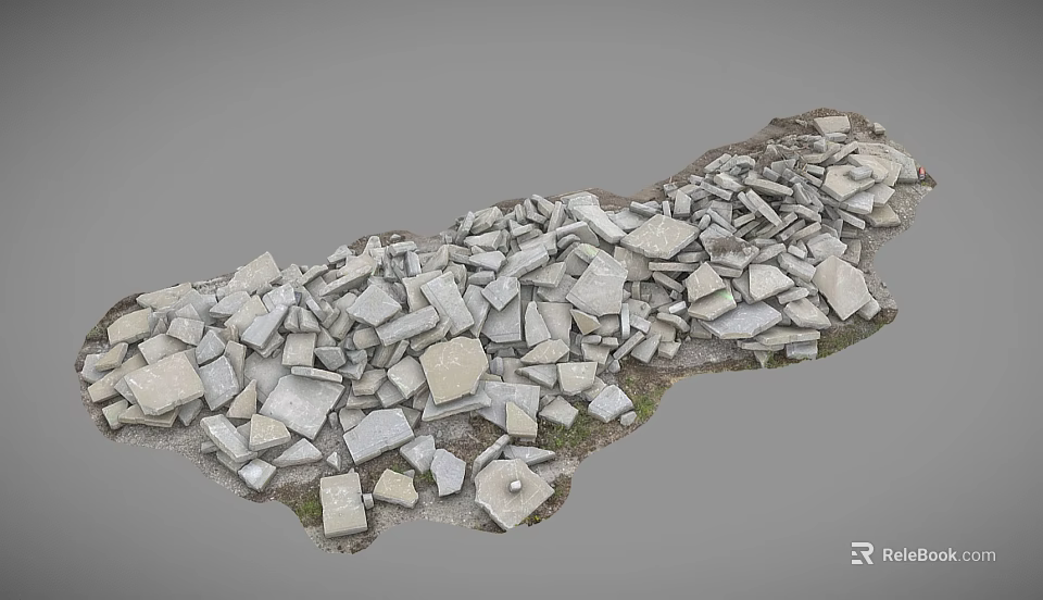Scattered Broken Stone Blocks As Construction Building Components 3d model 