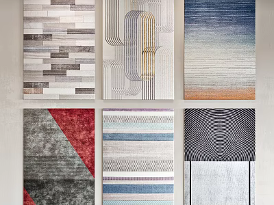 Modern Square Rugs With Various Geometric Patterns Stripes And Gradient Colors 3d model
