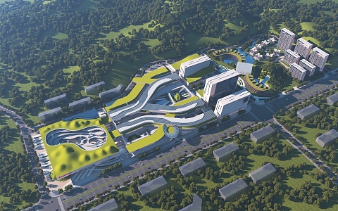 Modern Aerial View of Chongzuo, Guangxi 3d model