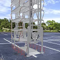 Spacious Public Parking Lot With Metal Tower Structure And Painted Lines 3d model