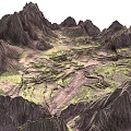 Scenic Mountain Landscape With Rugged Peaks Green Valleys And Rocky Terrain