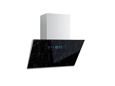 Modern Kitchen Range Hood With Black Panel White Body And Digital Control Features 3d model