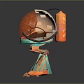 Commercial Robotic Equipment With Orange Transparent Dome And Teal Mechanical Legs Structure