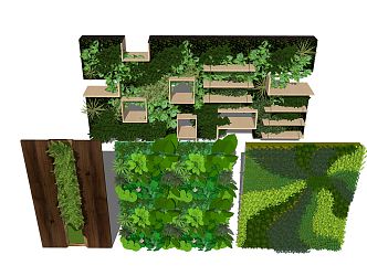 Modern plant wall green plant landscape wall 3d model