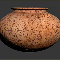 Handcrafted Ceramic Sculpture Pottery Jar with Orange Red Spots Round Spherical Texture 3d model
